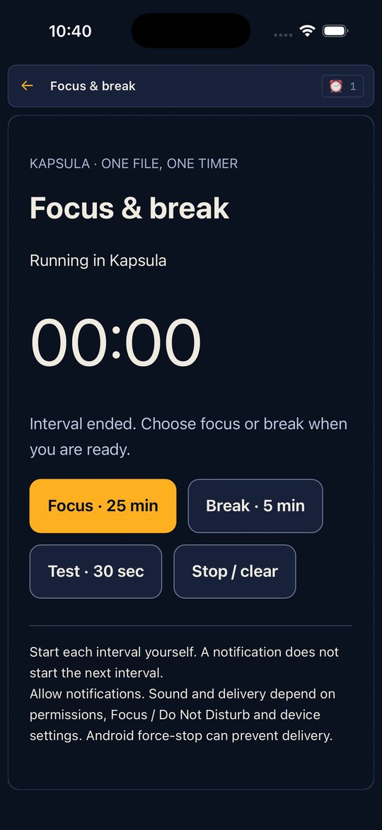 Timer on iPhone after the deadline: 00:00, interval ended